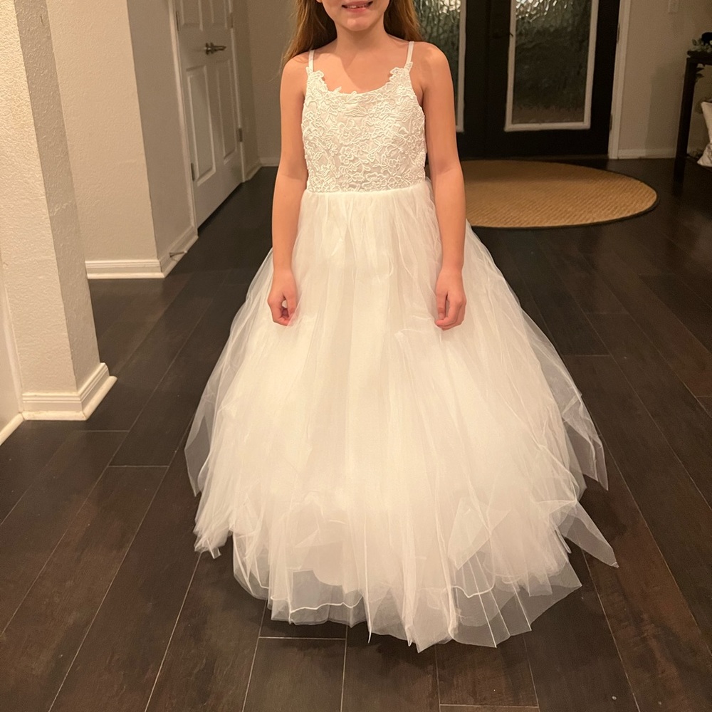 White flower girl dress